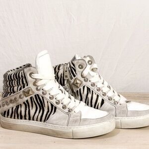 Zadig & Voltaire Stylish Zebra Print High-Top Sneakers sz36